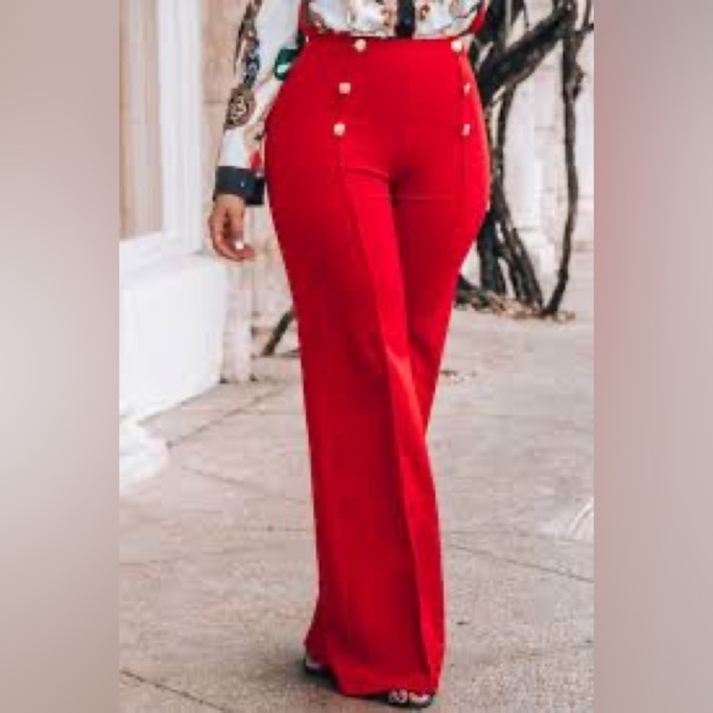 WHBM Fashion Flare red dress pants NWOT size 6